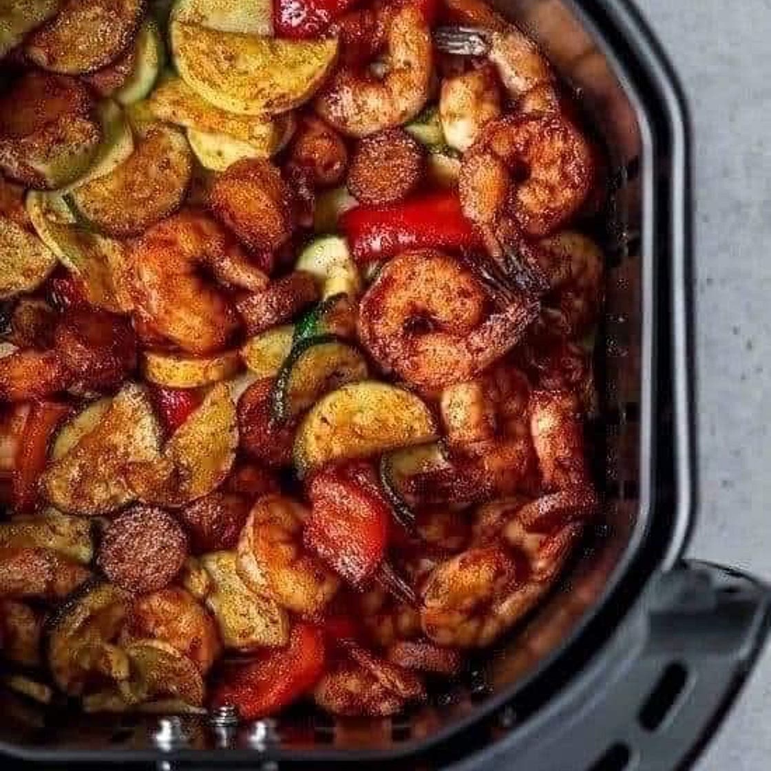 Optavia Air Fryer Cajun Shrimp, Sausage, and Vegetable Medley