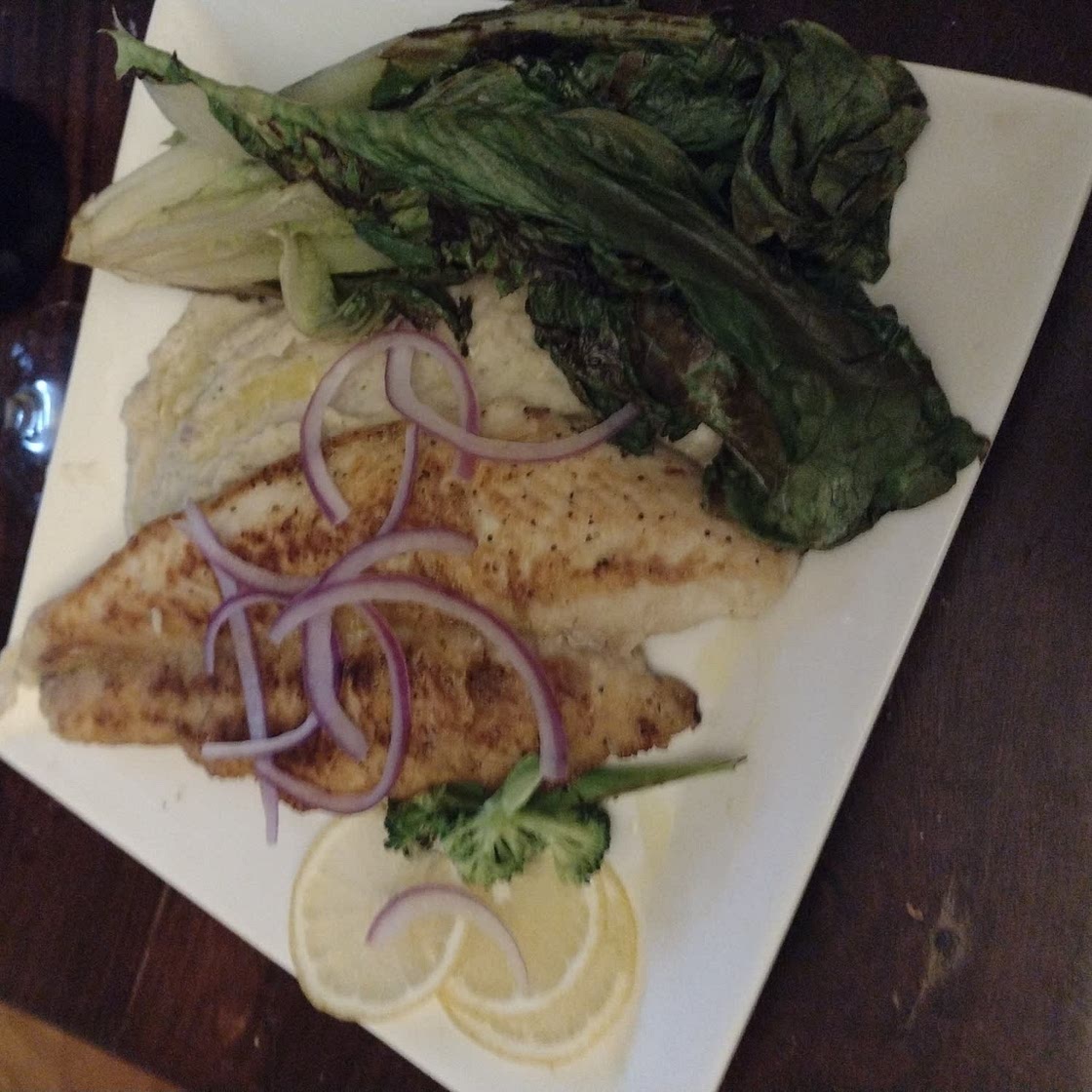 White fish with bean mash
