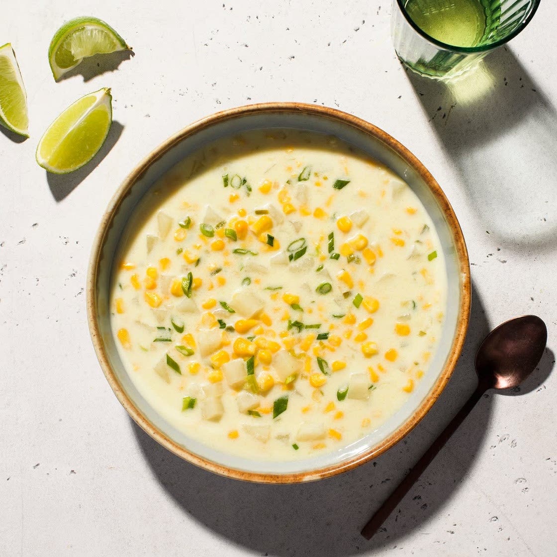 CORN AND COCONUT SOUP WITH GINGER AND SCALLIONS