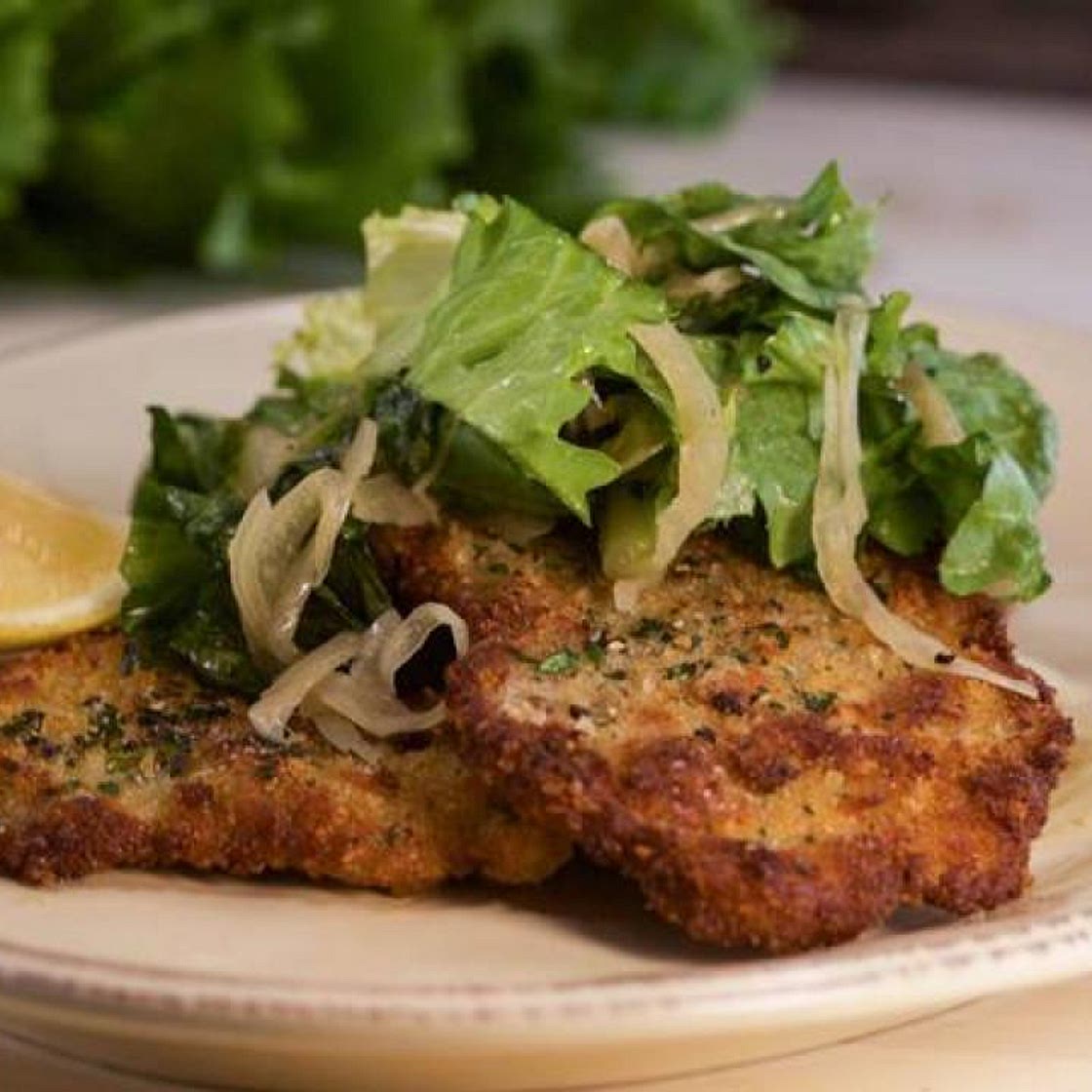 Milanese Pork Medallions with Warm Fennel and Escarole Salad