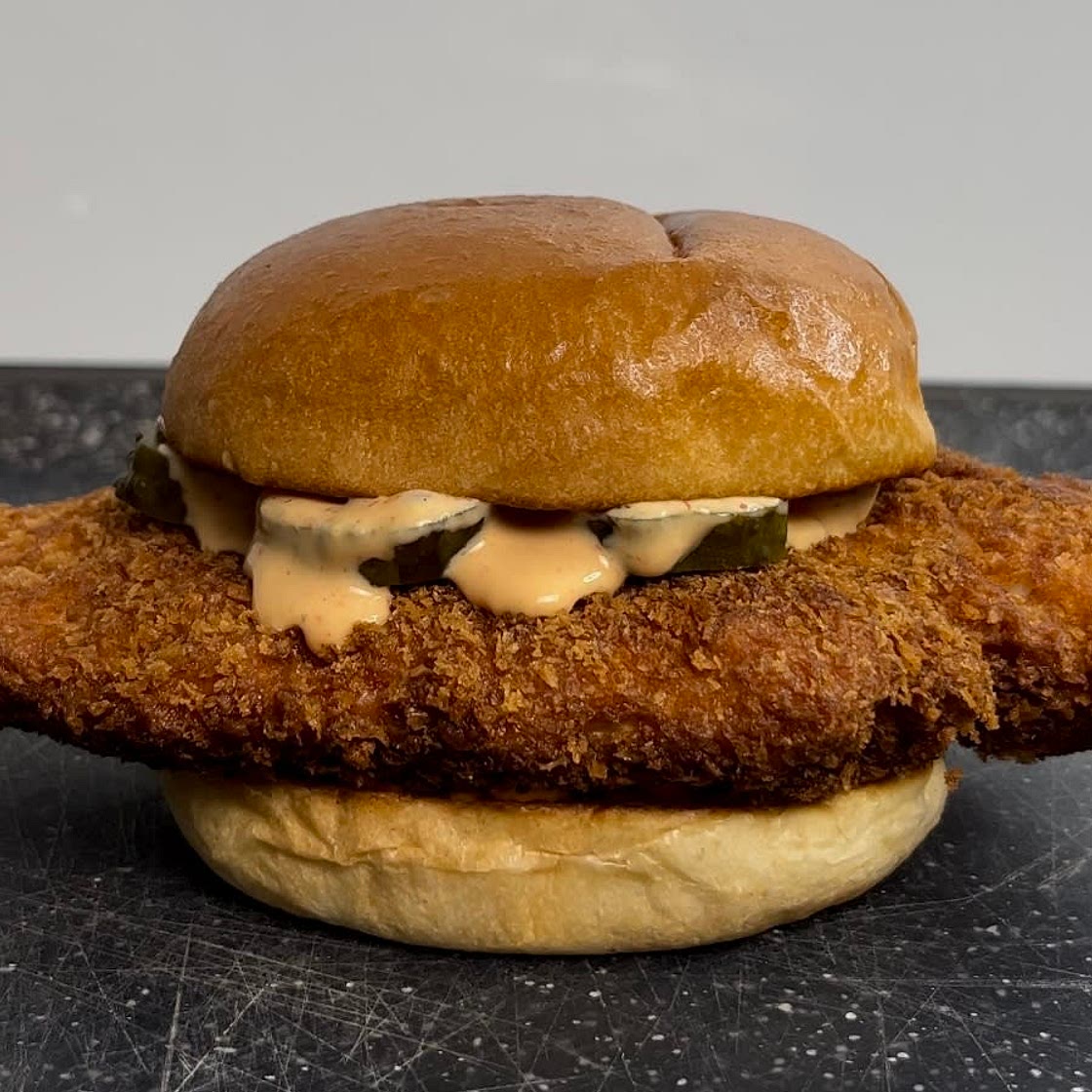 Homemade spicy crispy chicken sandwich