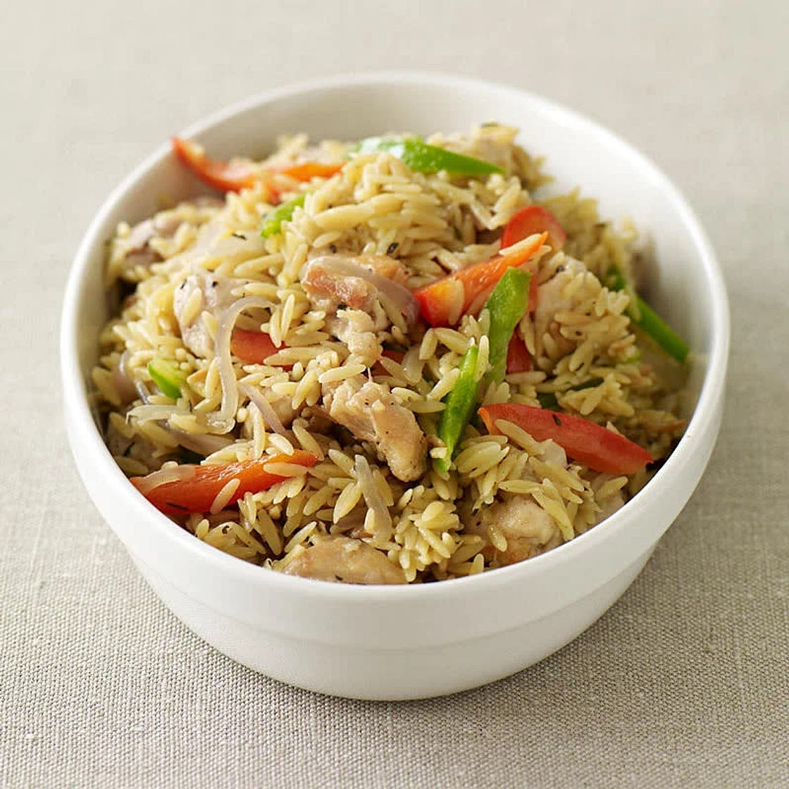 Orzo risotto with chicken thighs