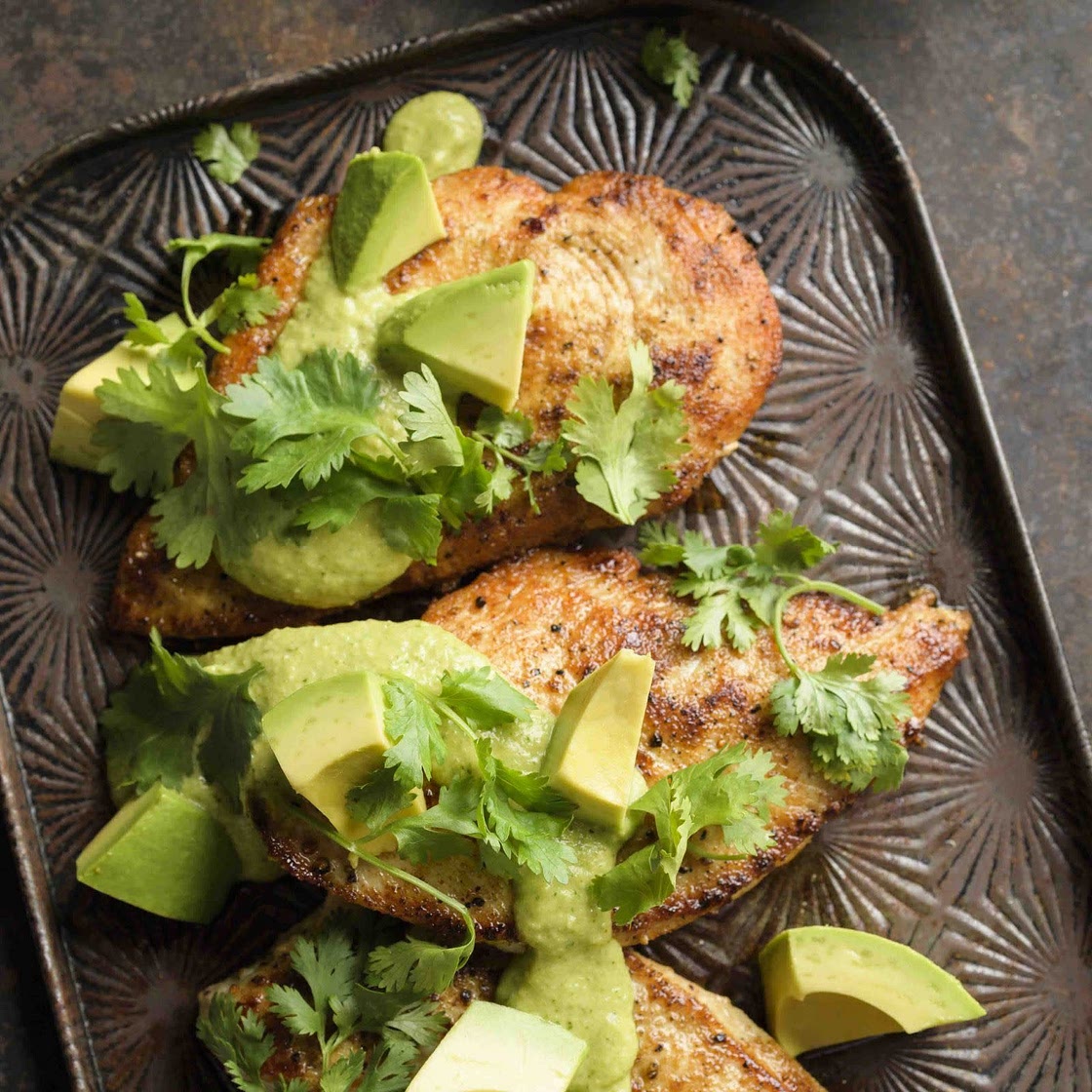 Cutlets w/ Avocado-Poblano Sauce