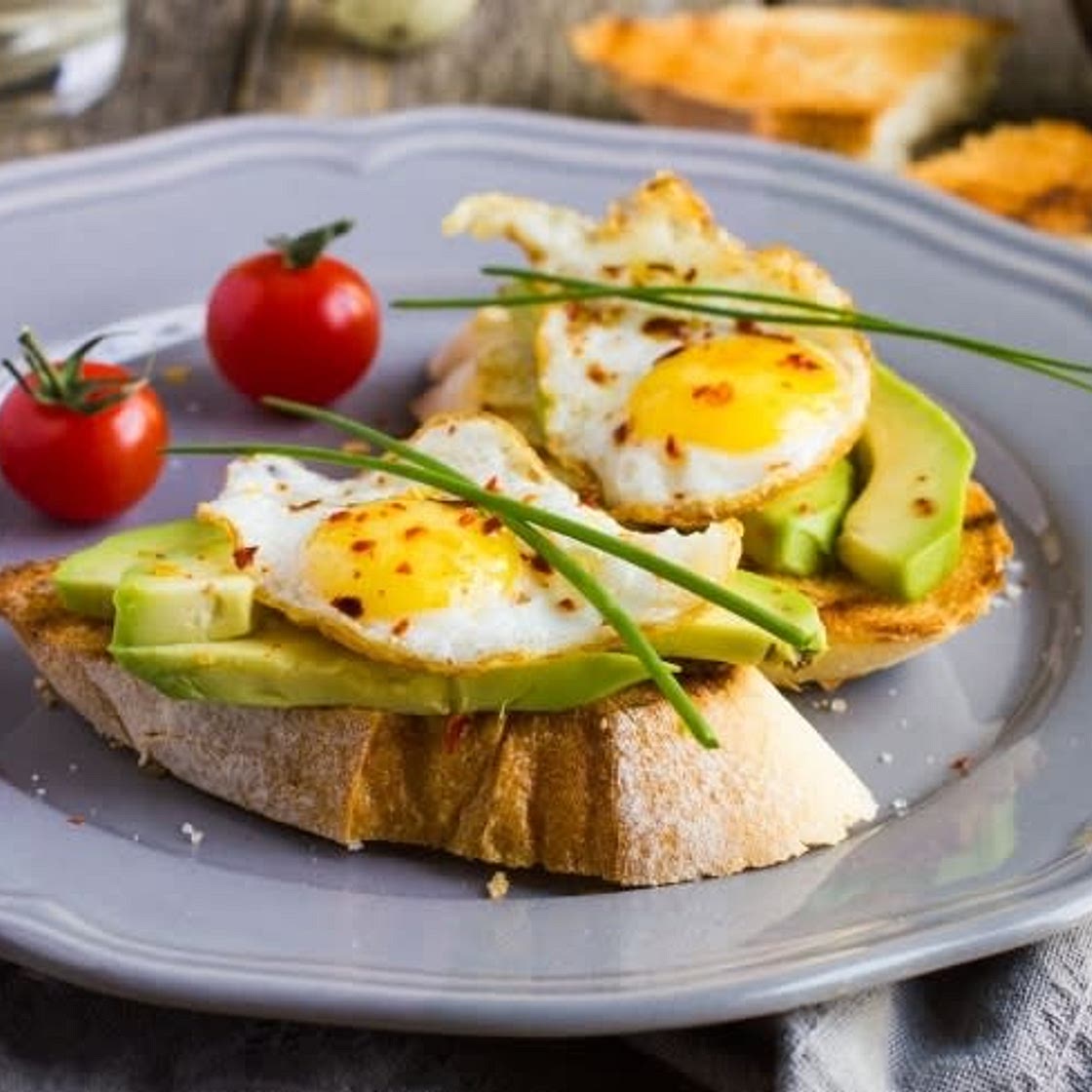 Avocado toast with fried egg