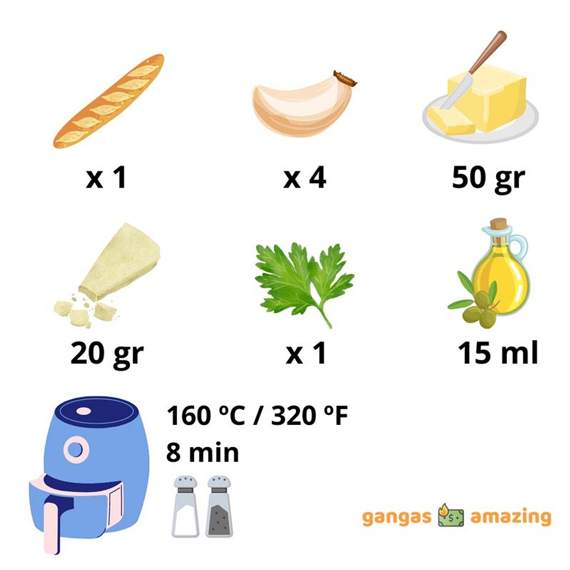 Pan de Ajo para Freidora sin Aceite