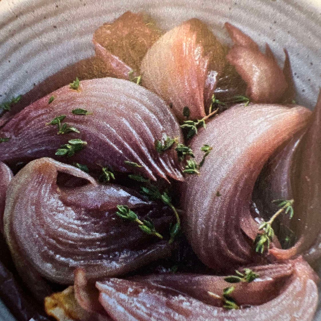 Wine roasted onions