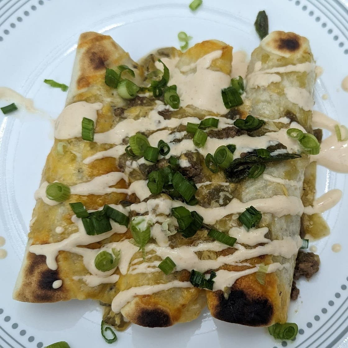 Salsa Verde Chicken Enchiladas with Mexican Cheese & Hot Sauce Crema