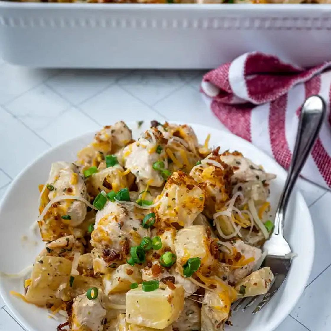 LOADED POTATO RANCH CHICKEN CASSEROLE