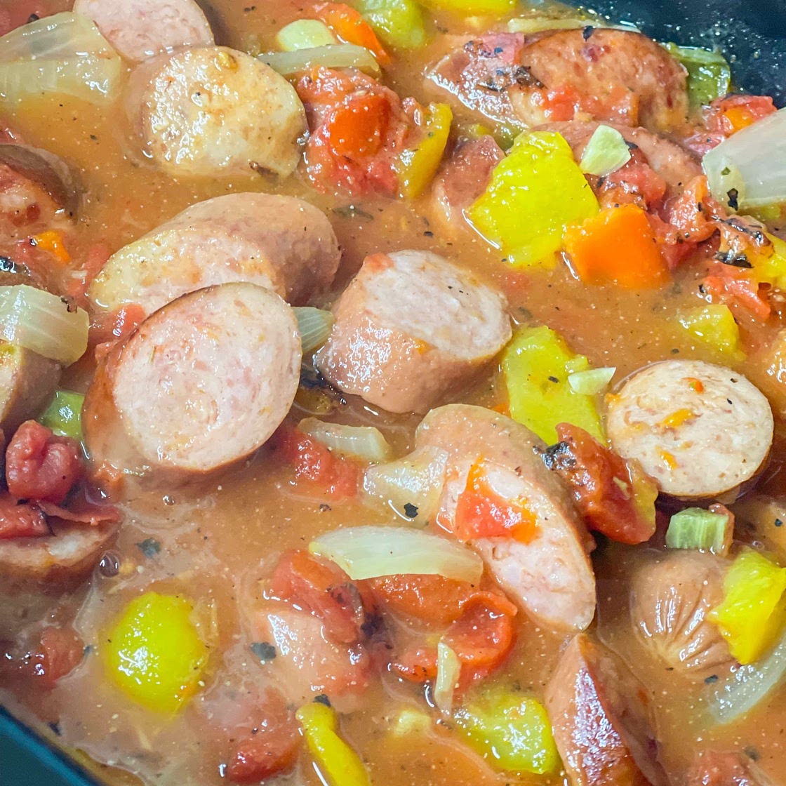 Crockpot kielbasa and peppers 