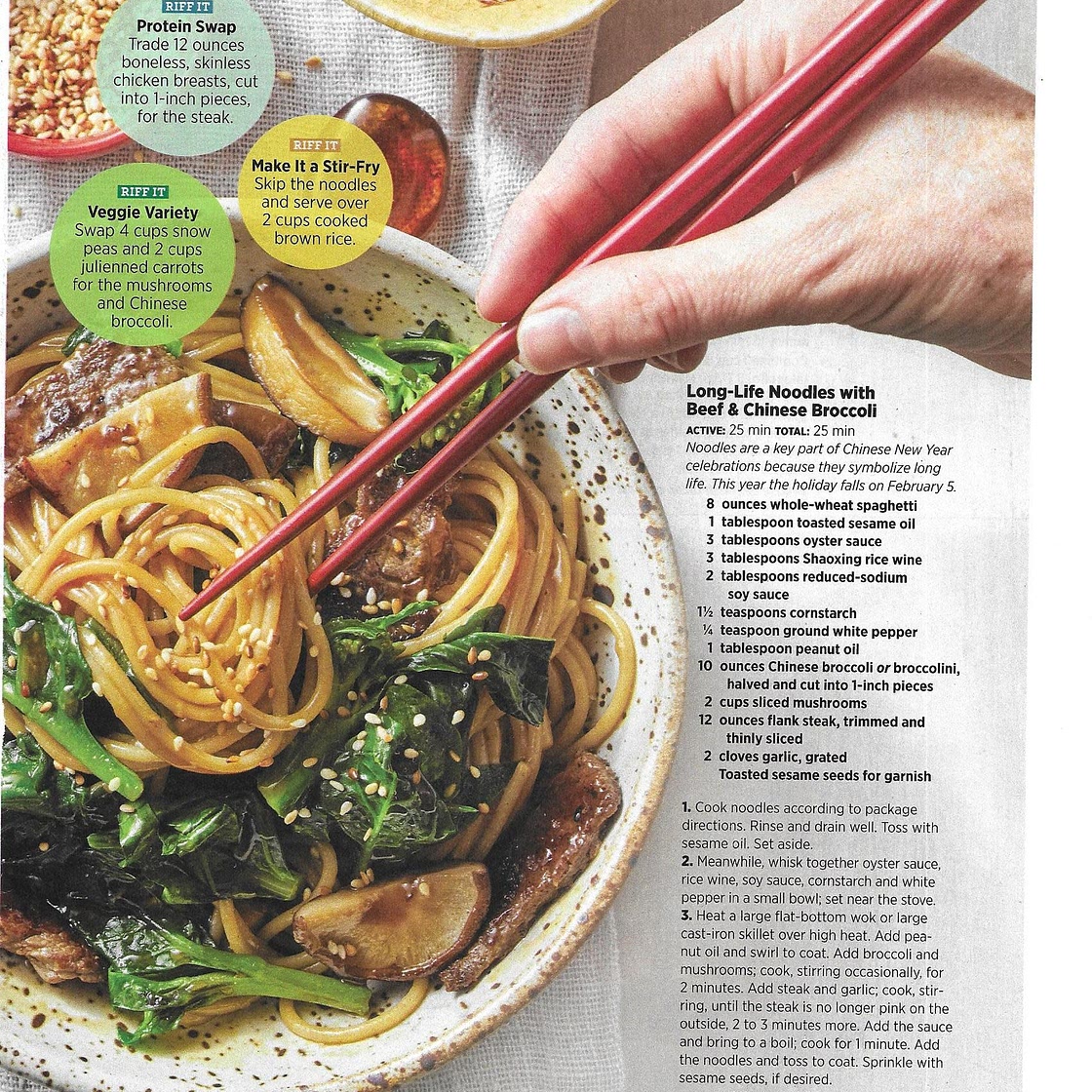 Life-Long Noodles with Beef & Chinese Broccoli