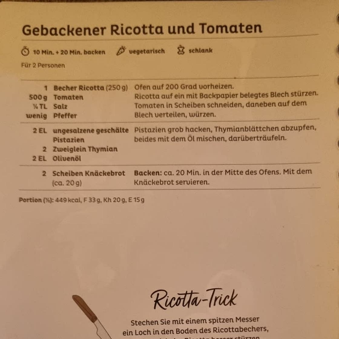 Ofentomaten mit Ricotta und Knäckebrot