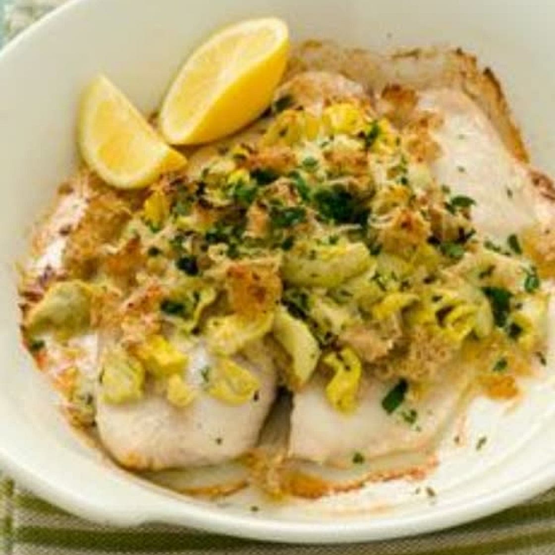 Artichoke- Parmesan stuffed tilapia by Robin Miller