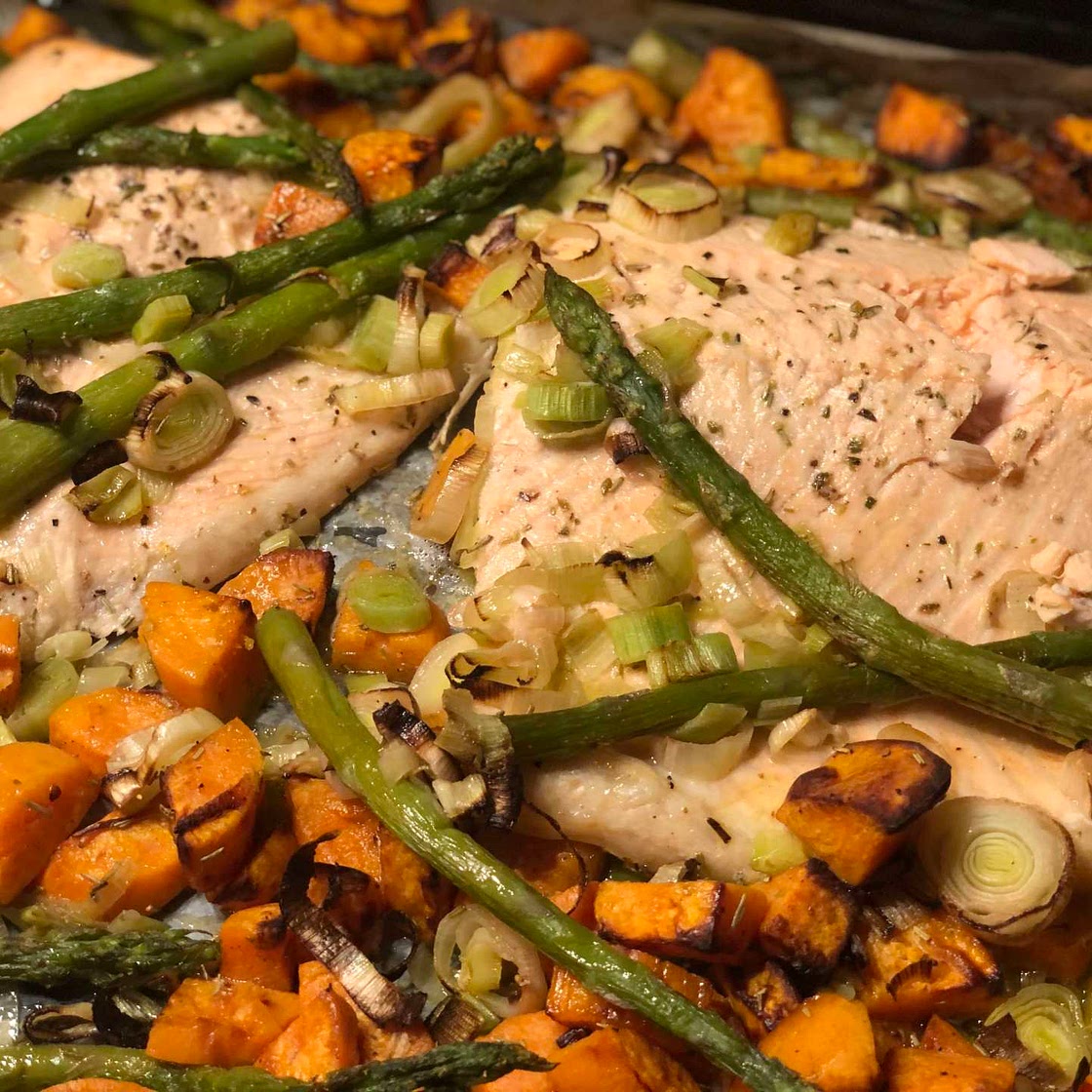 One sheet pan Salmon & Veggies