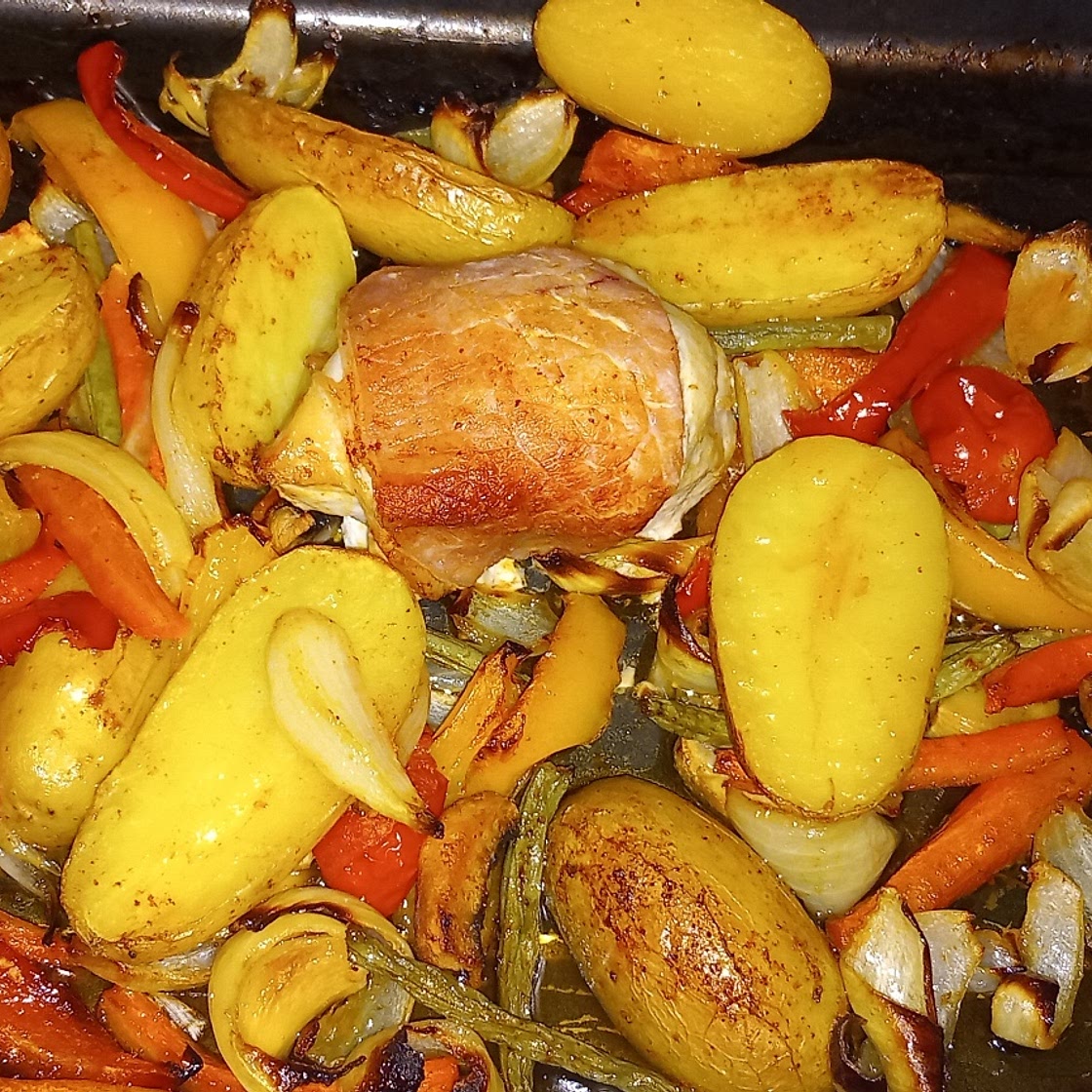Chicken an veggies roasted