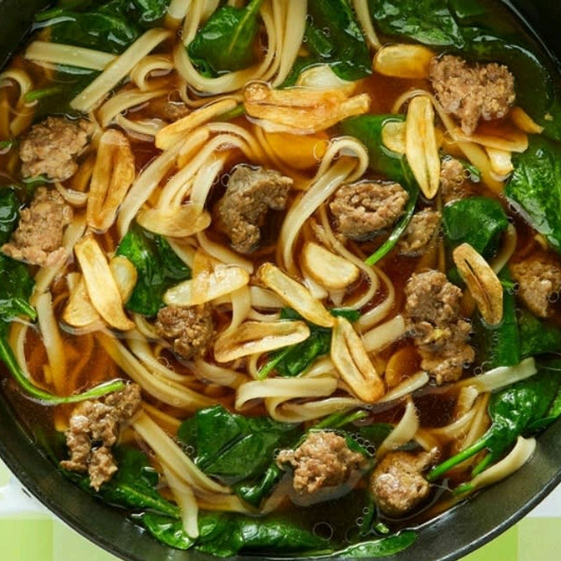 Dinnerly ginger pork soup with rice noodles