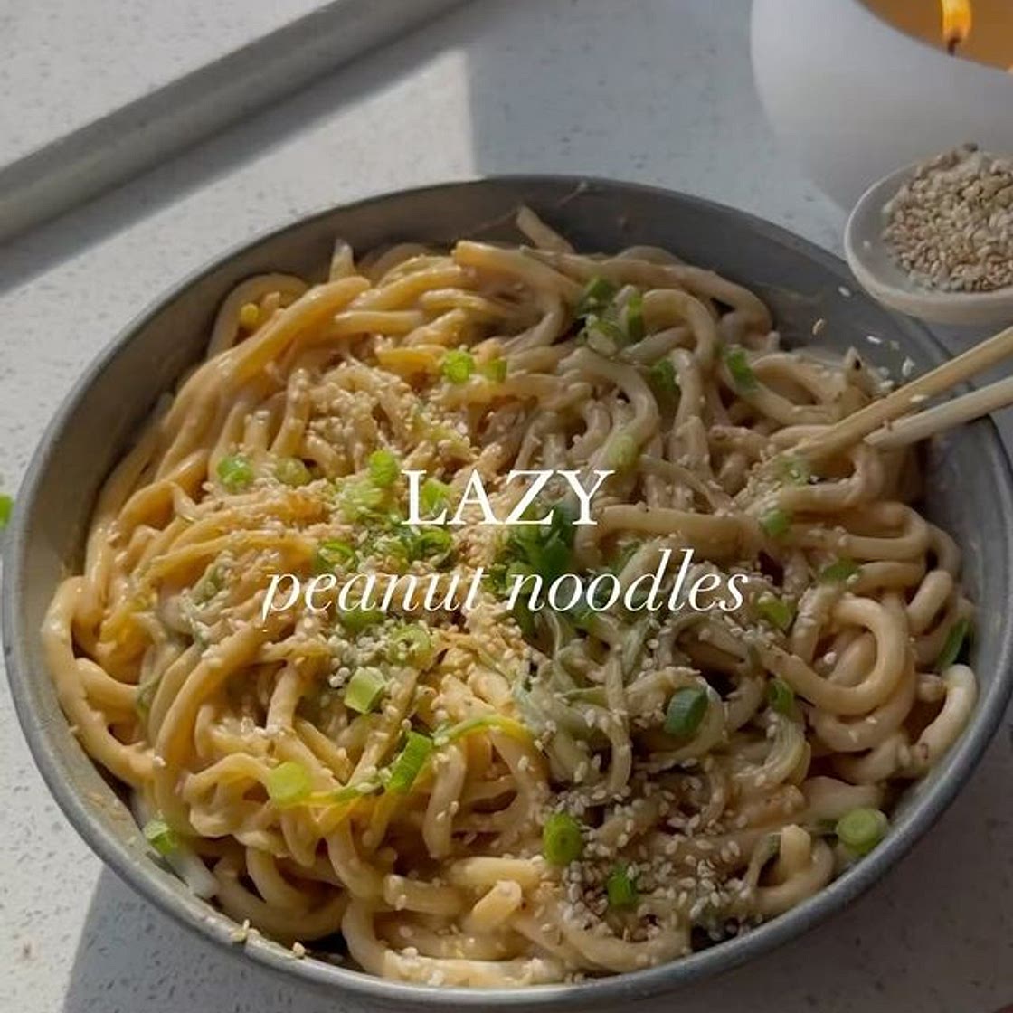 LAZY PEANUT NOODLES (10-minute vegan dinner)🍜🌱✨