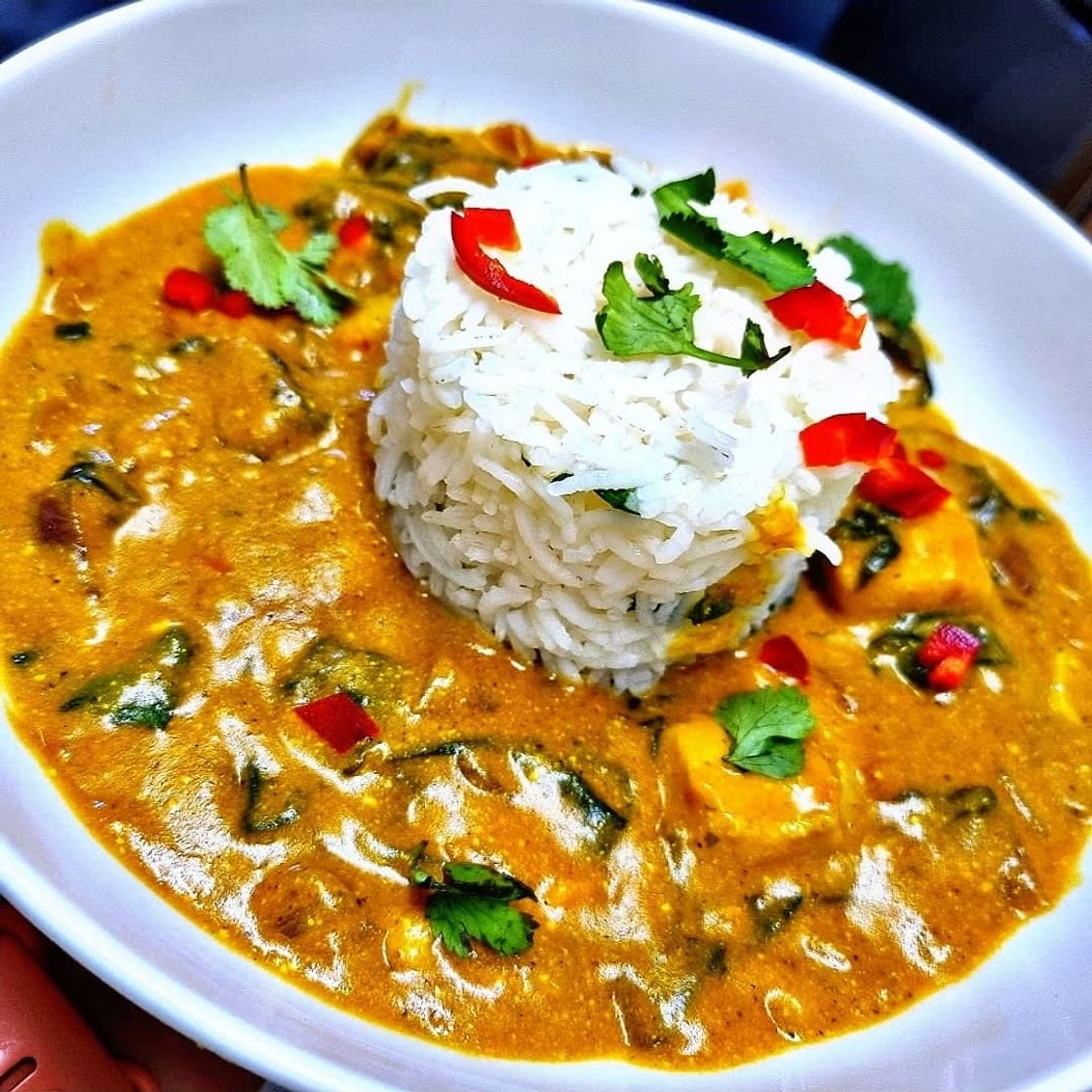 Goan Fish & Spinach Curry, Coriander Rice