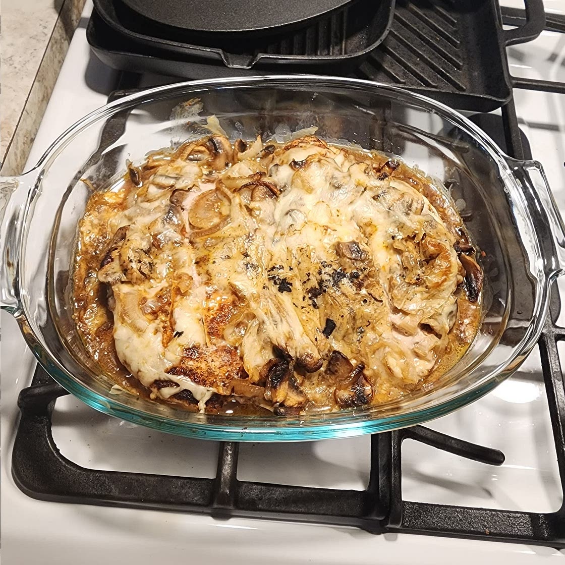 Cheesy Baked Chicken with Mushrooms