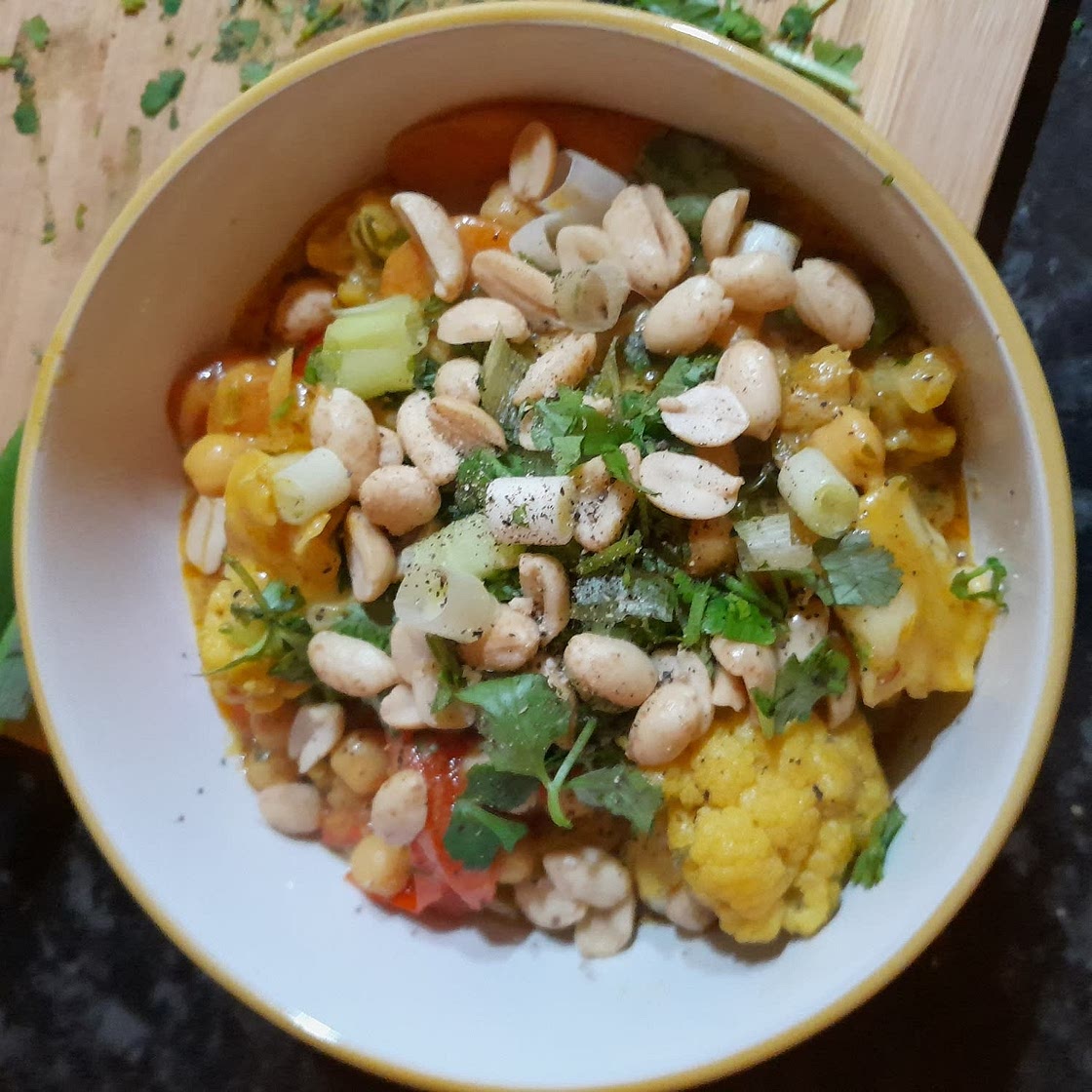 Thai Peanut Coconut Cauliflower Chickpea Curry
