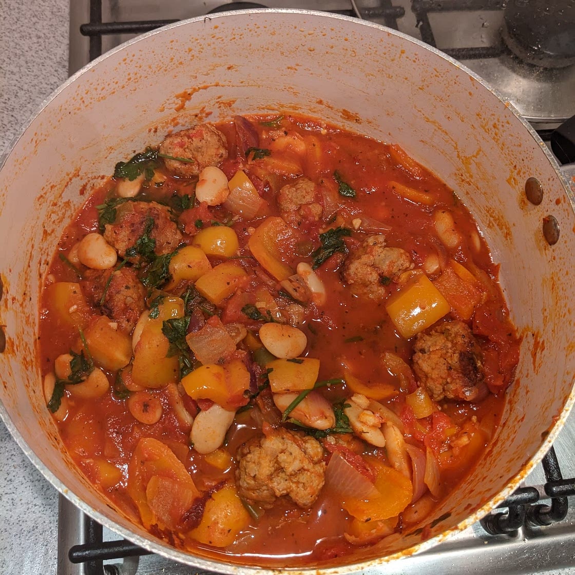 Spanish meatball & butter bean stew