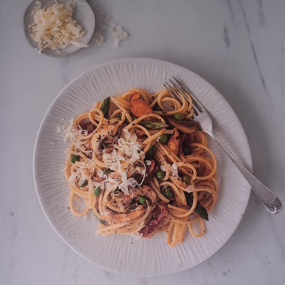 Cready garden pea chicken pasta