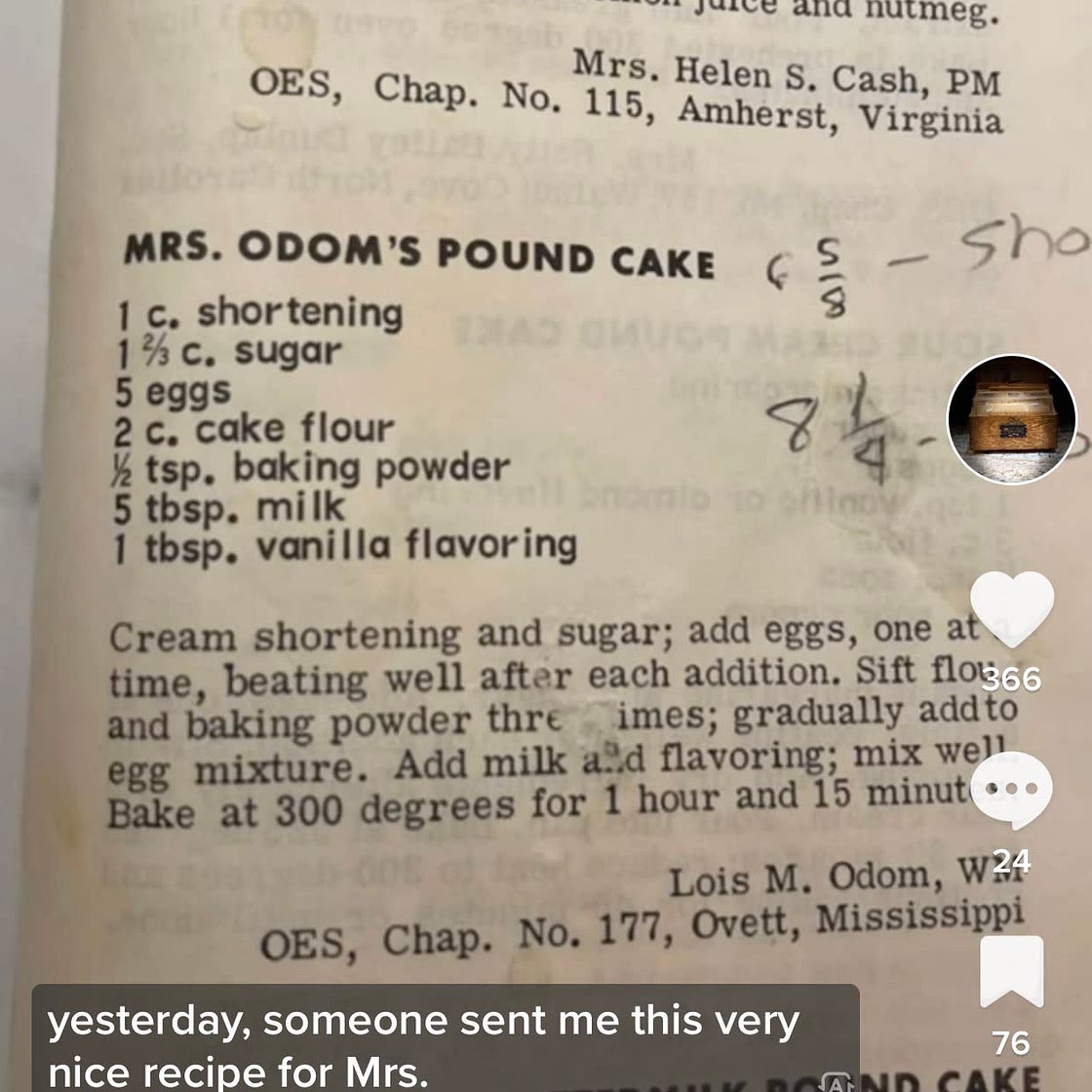 Mrs. Odoms Pound cake
