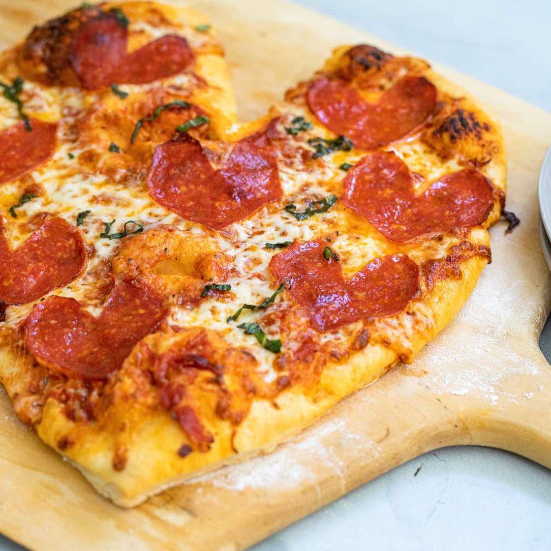 Heart-Shaped Pepperoni Pizza