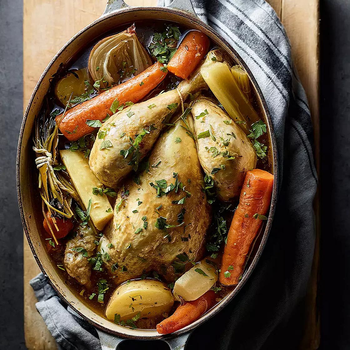 Poule au pot (Pot-roast chicken)
