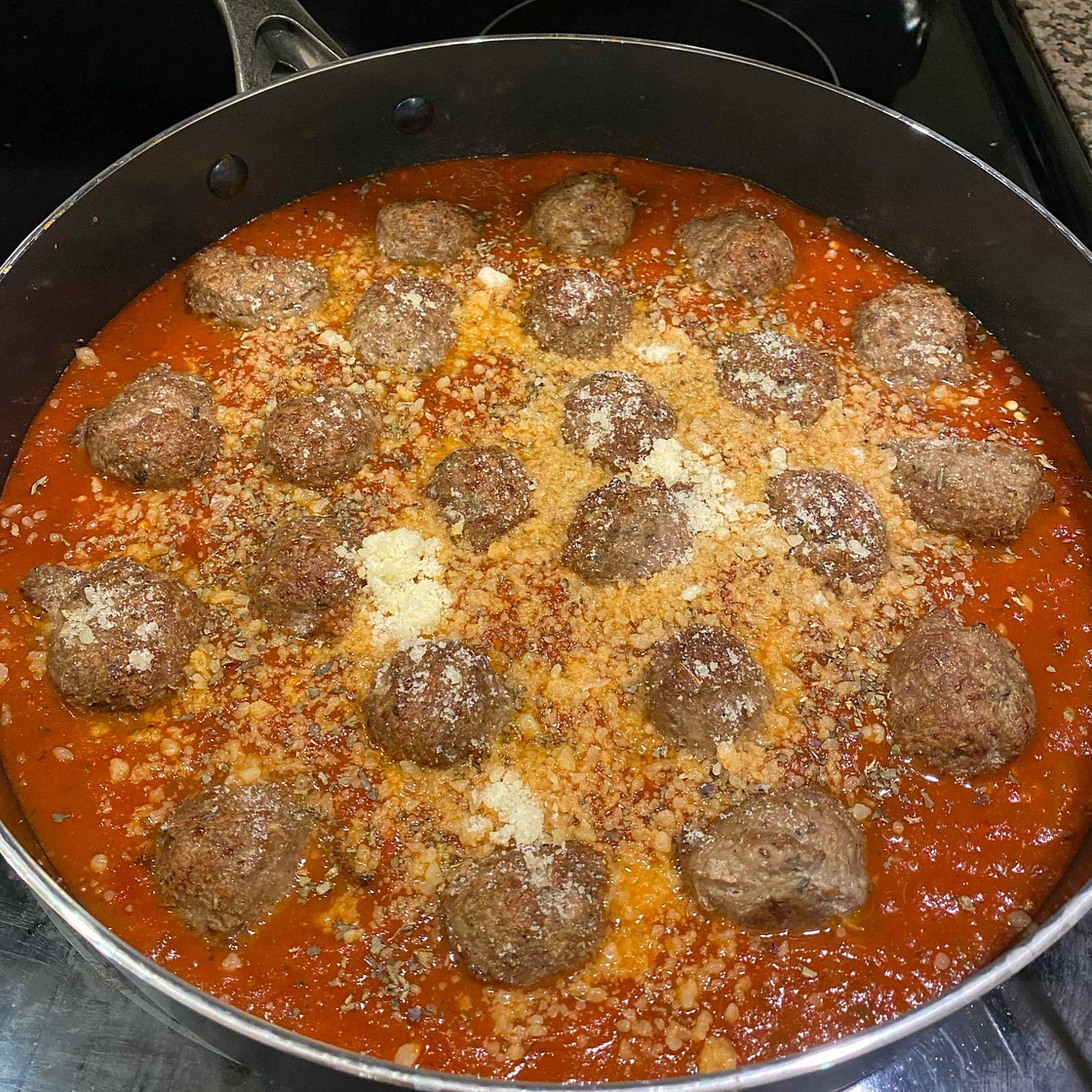 Healthy Turkey Meatballs in Tomato Basil Sauce with Burrata