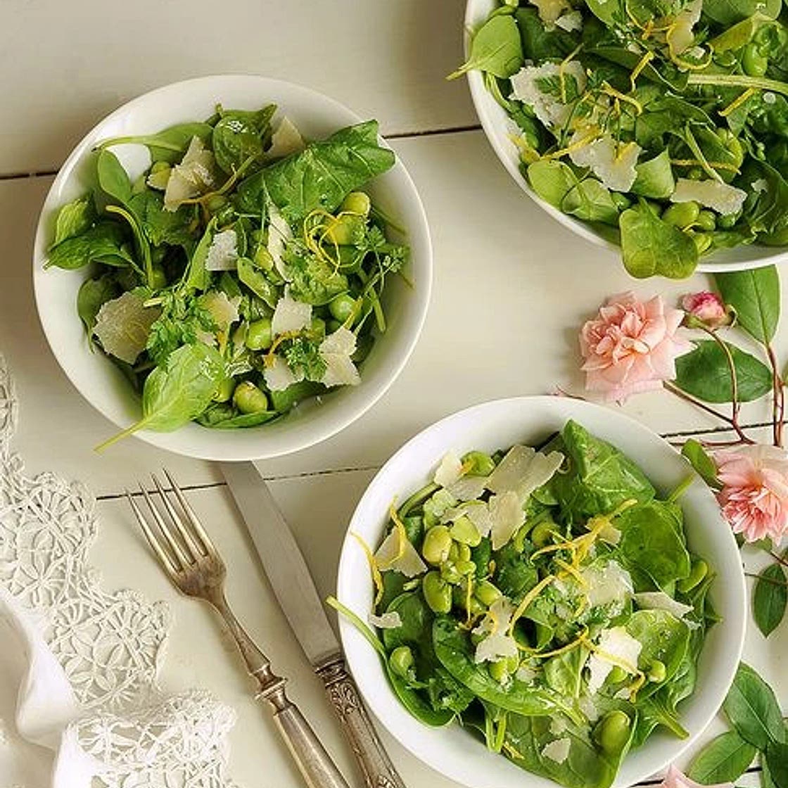 Salade epinard feves