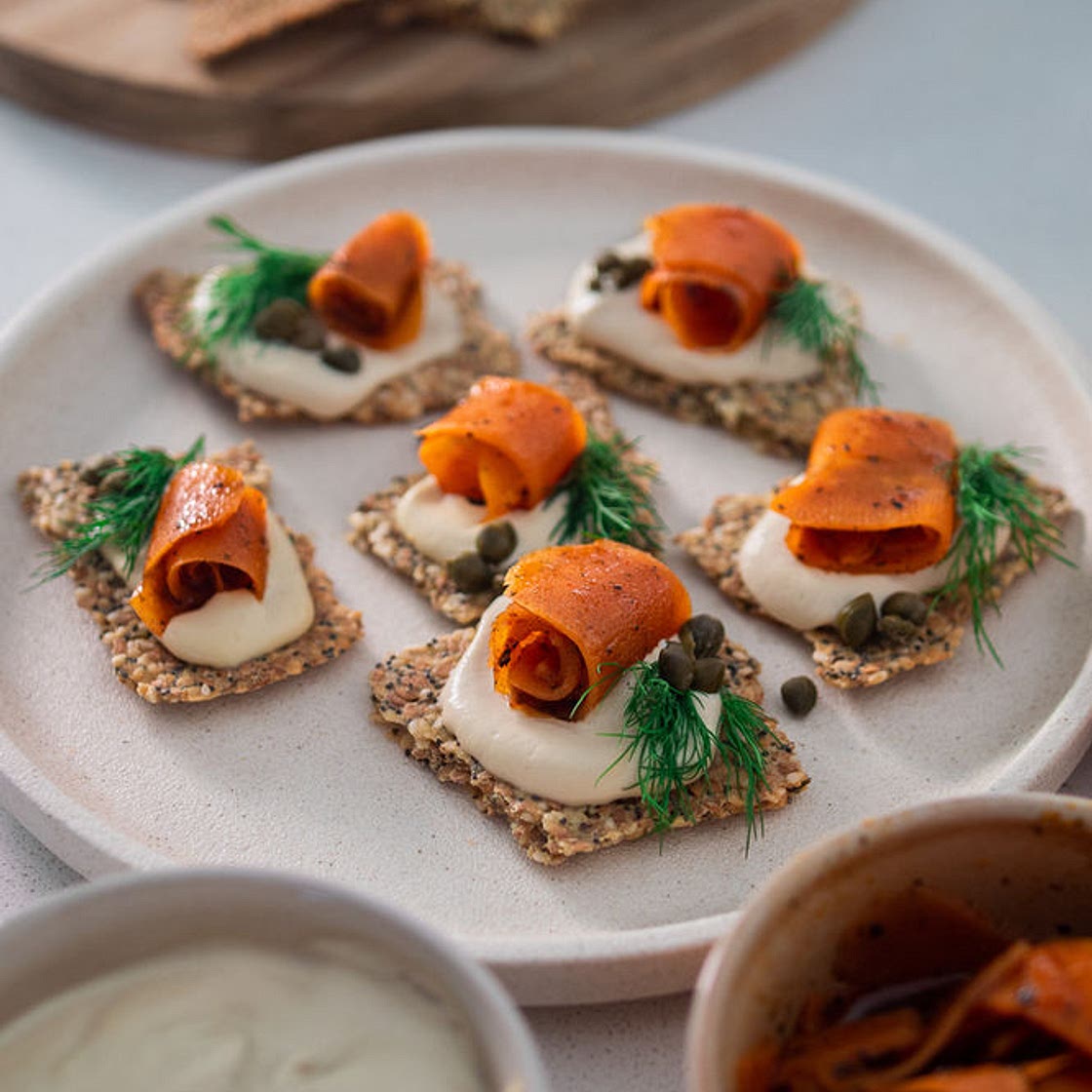 CREAM CHEESE CARROT LOX CANAPÉS