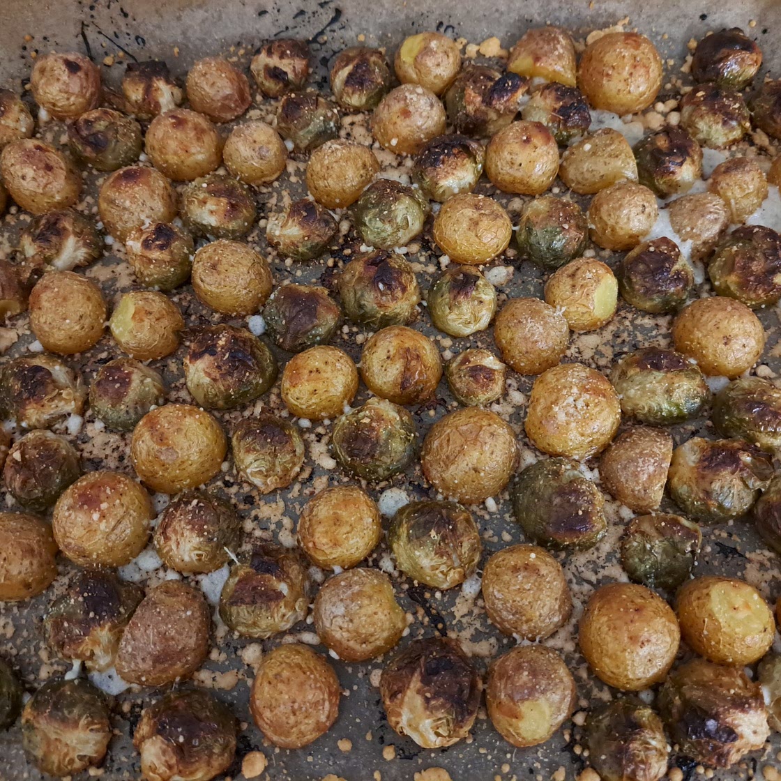 Gerösteter Rosenkohl mit Drillingen