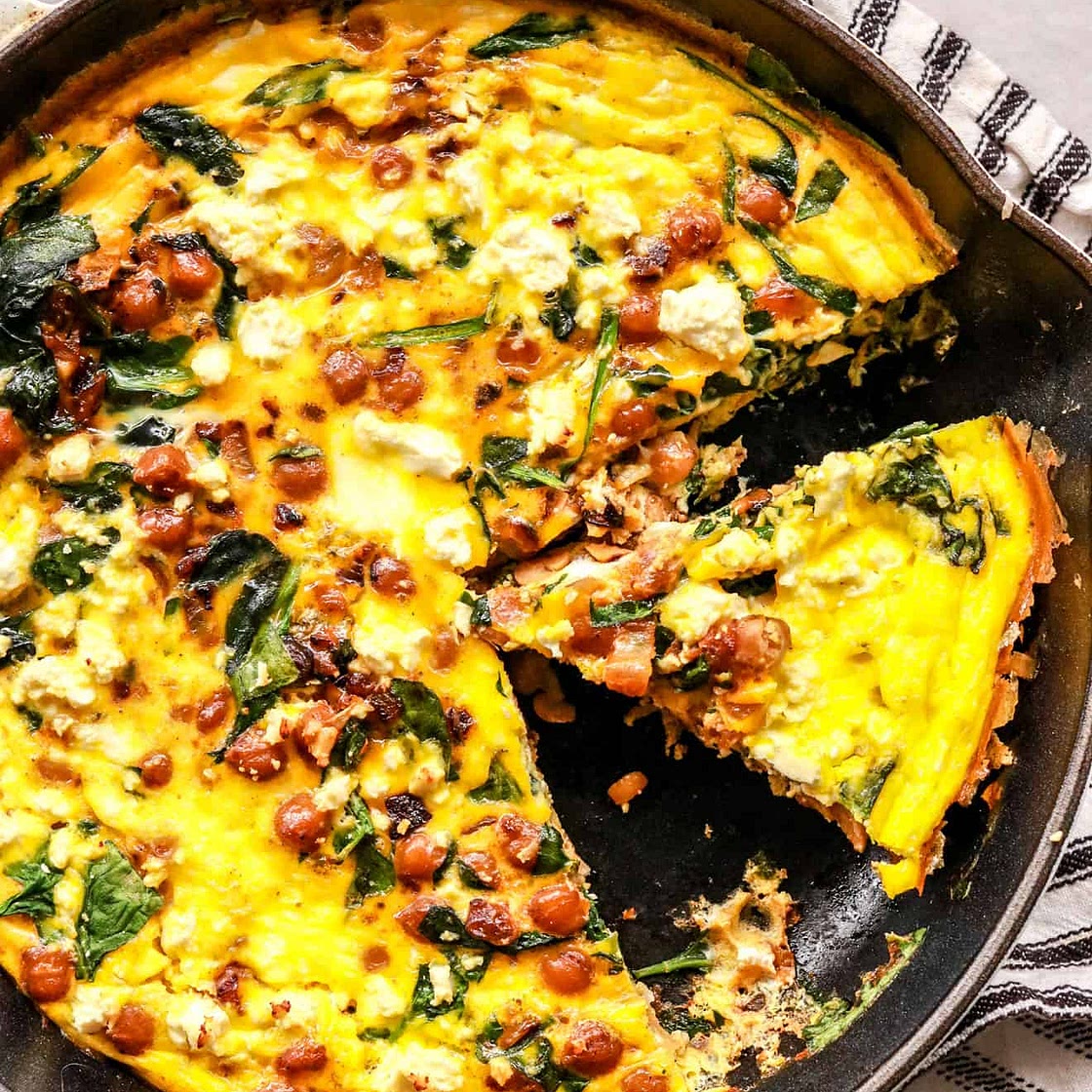 Spicy Chickpea Spinach Feta Frittata