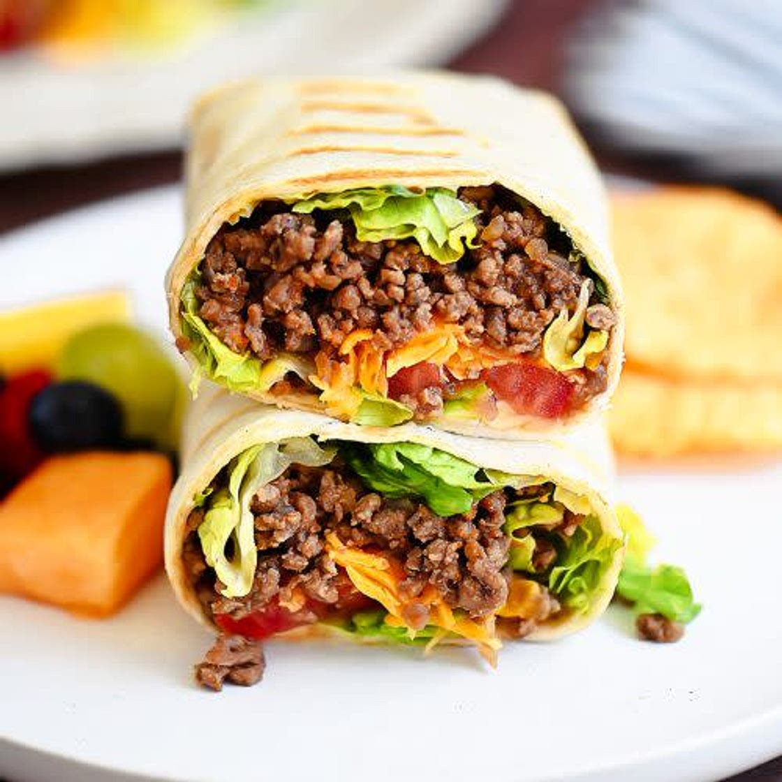 Grilled meat tortilla with cheese