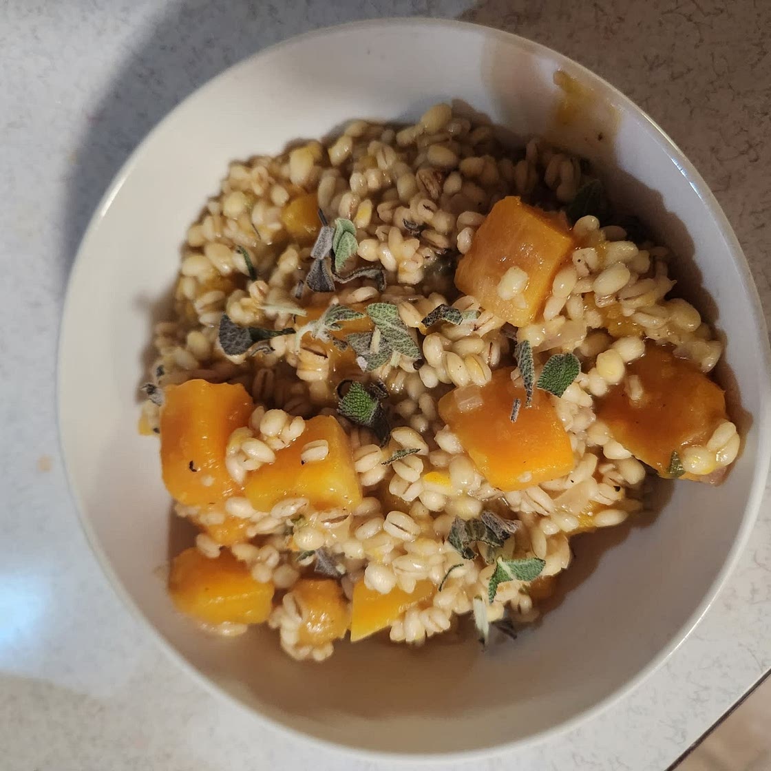 Pearl barley, butternut squash and sage risotto