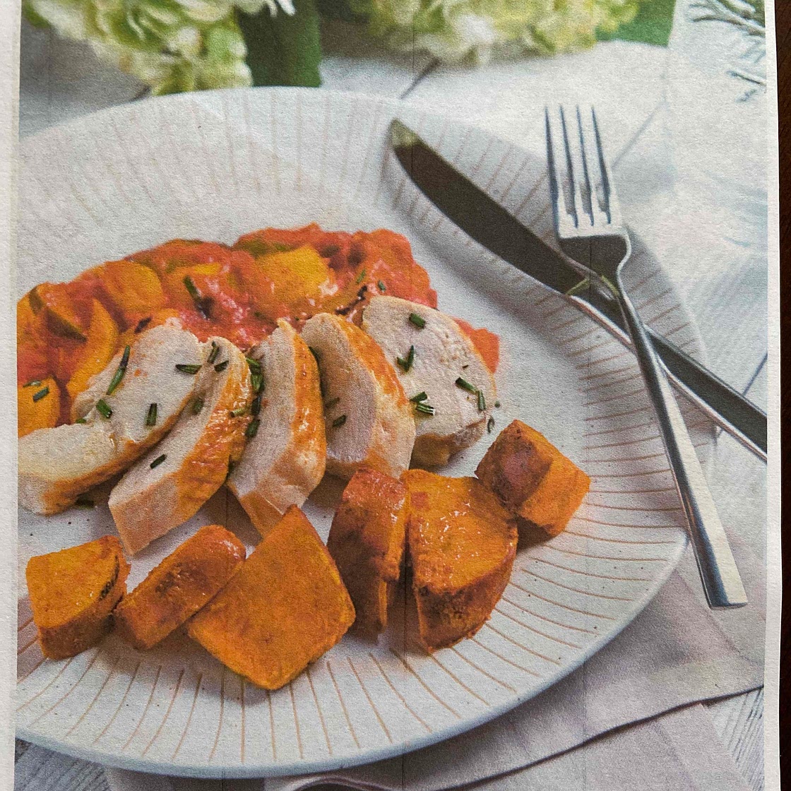 CHICKEN WITH ROASTIES AND RATATOUILLE