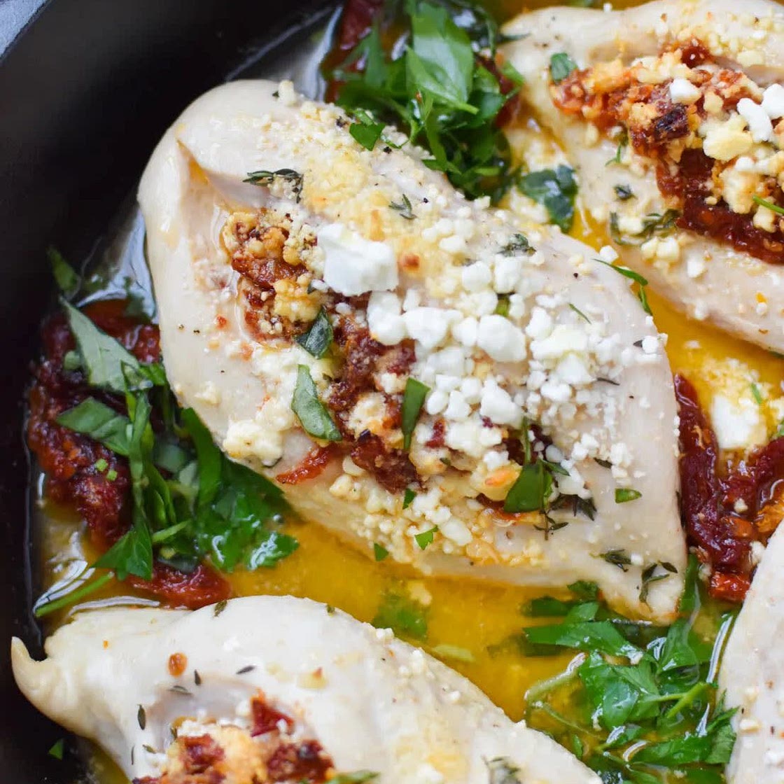 Goat Cheese & Sun-dried Tomato Stuffed Chicken 