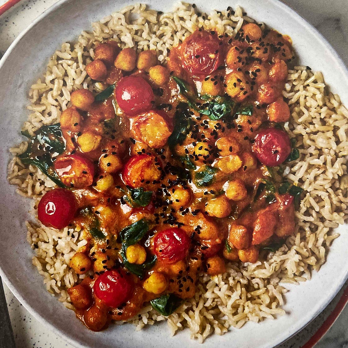 Chickpea, Spinach & Coconut Curry with Rice