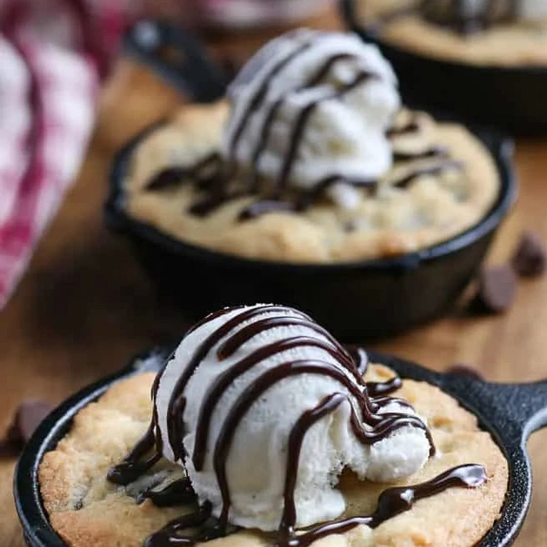Pizookie in a skillet