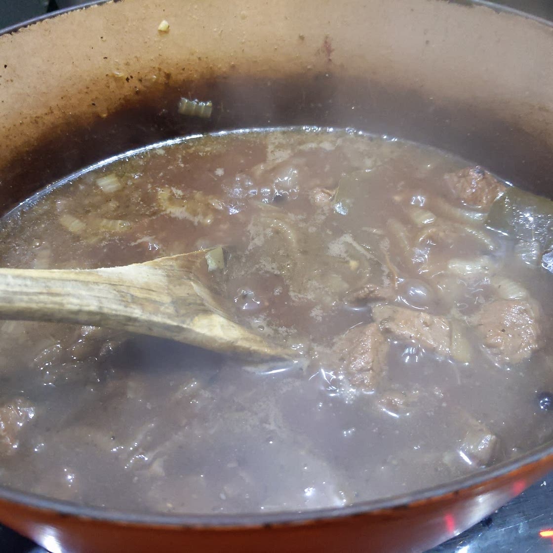 A simple stew of onions beer and beef