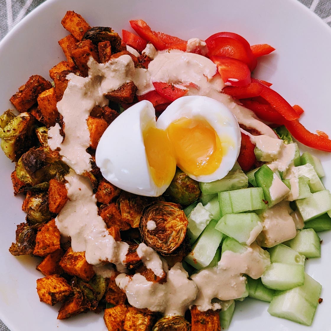 Sweet potato and brussel sprouts salad