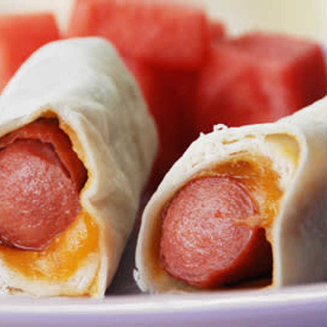 Hot dog with tortilla bread