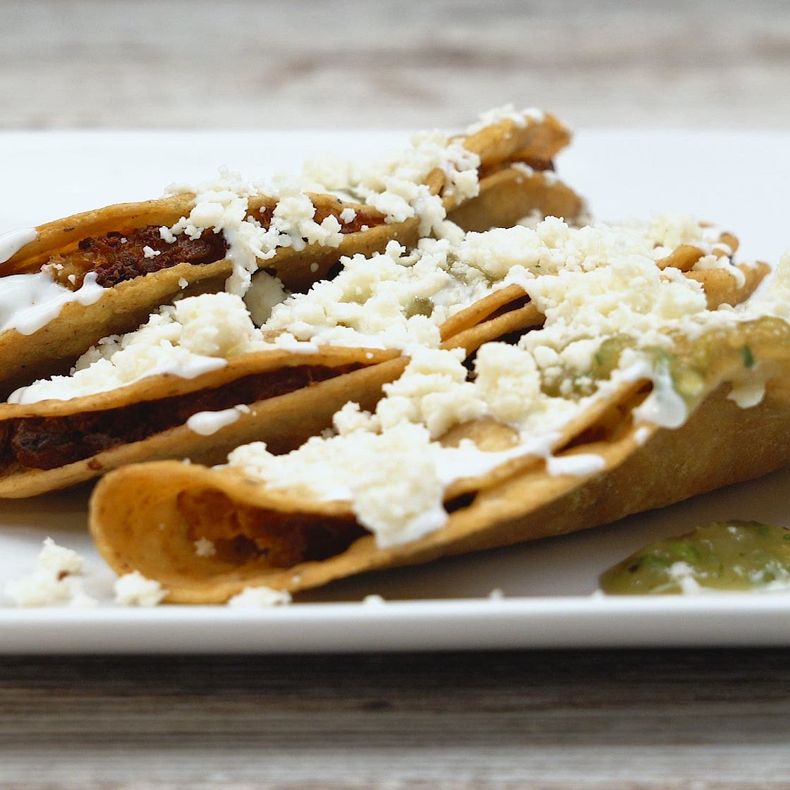Crunchy Chorizo Refried Bean Tacos