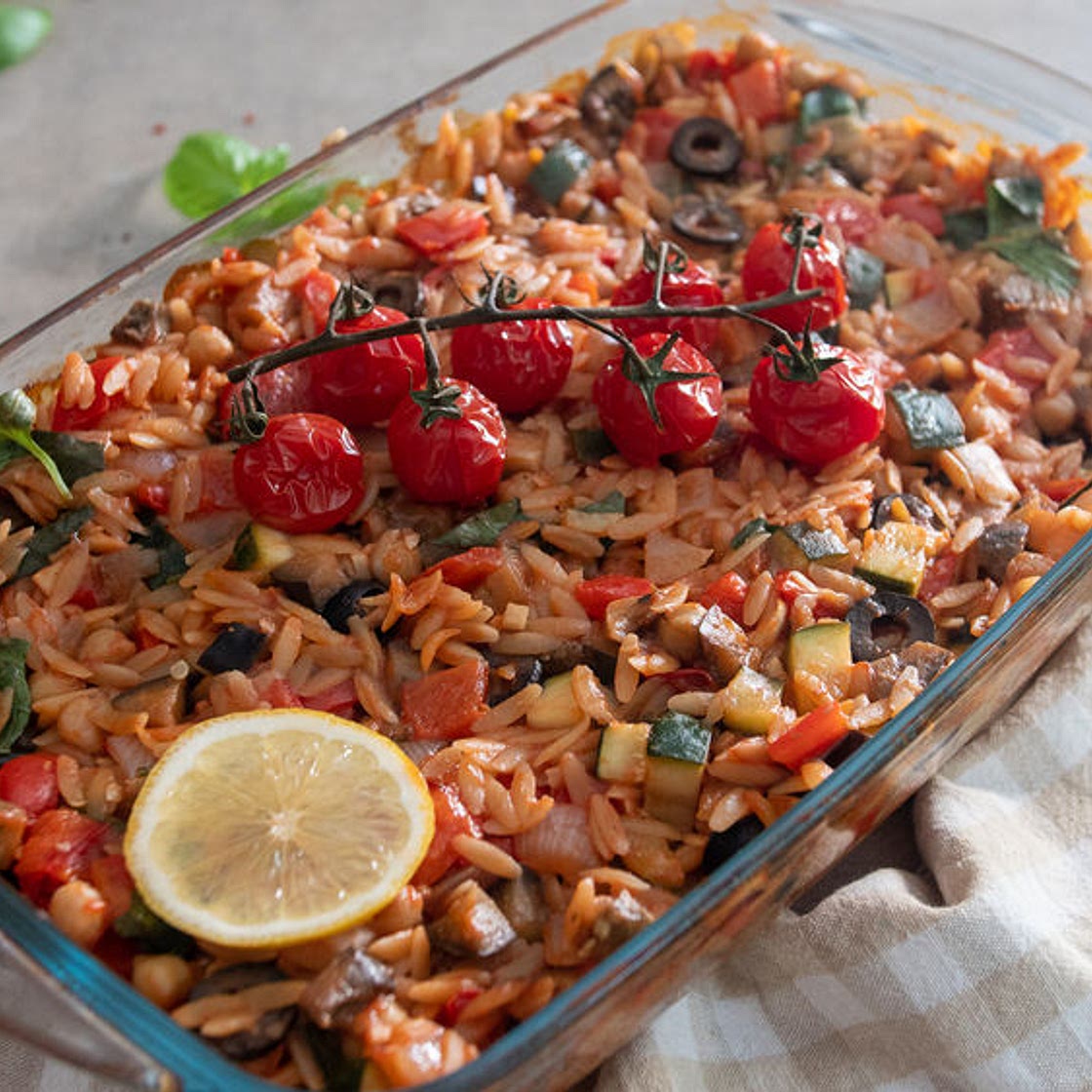 1-TRAY BAKED MEDITERRANEAN ORZO