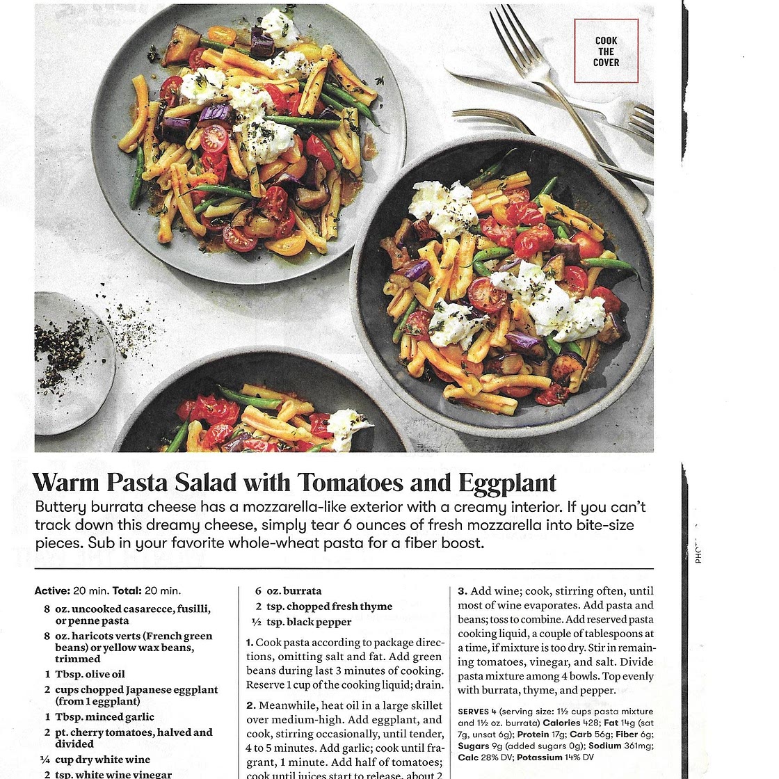 Warm Pasta Salad with Tomatoes and Eggplant