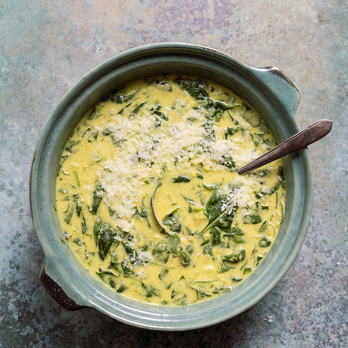 Red Lentil Soup w/ Spinach & Coconut 