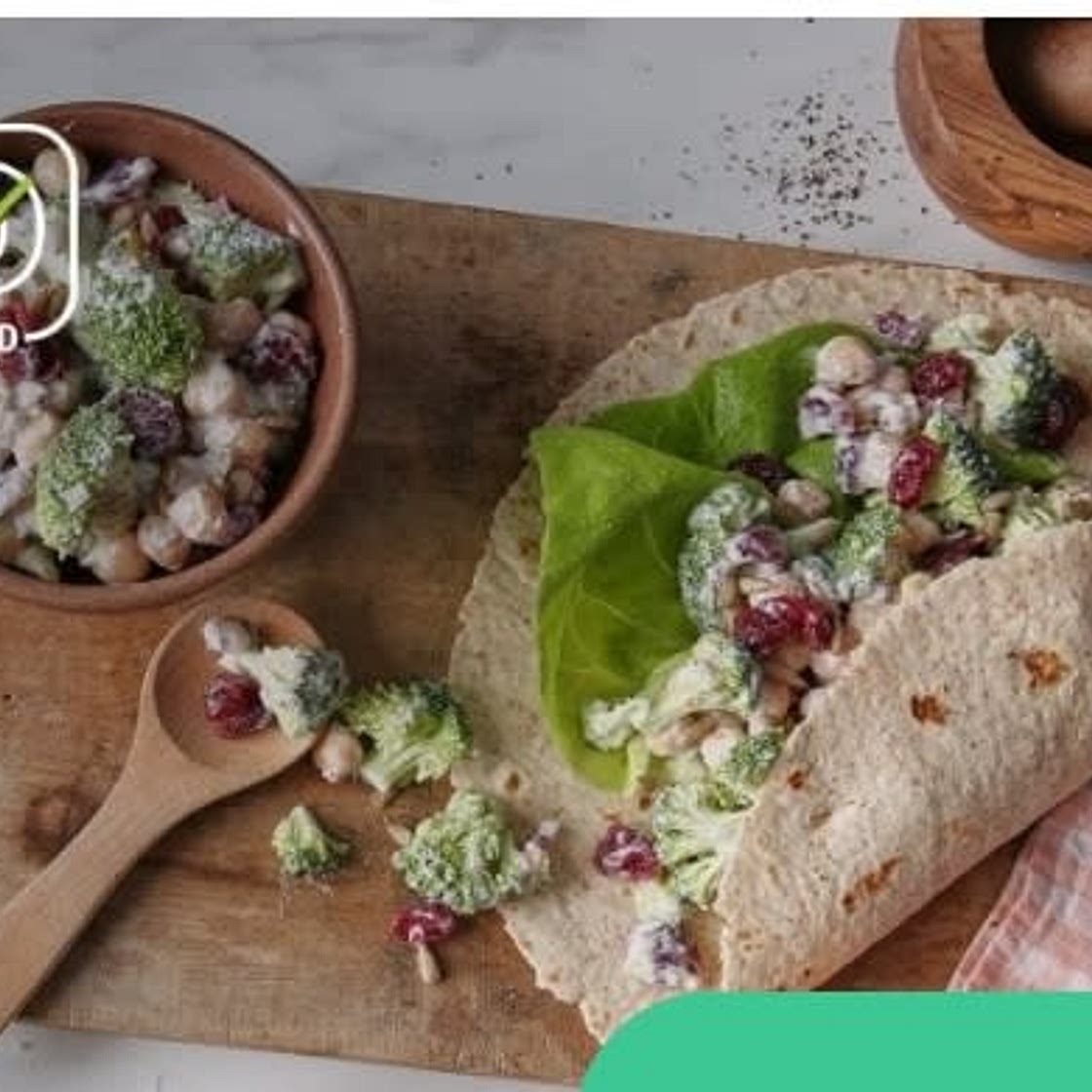 Chickpea Broccoli Salad Wraps