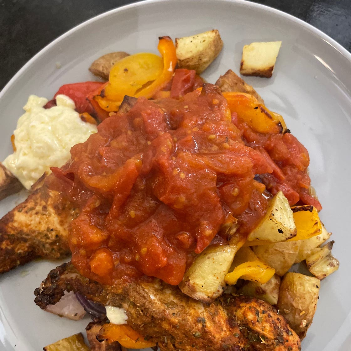 Smoky Spanish Chicken, Patatas Bravas & Aioli