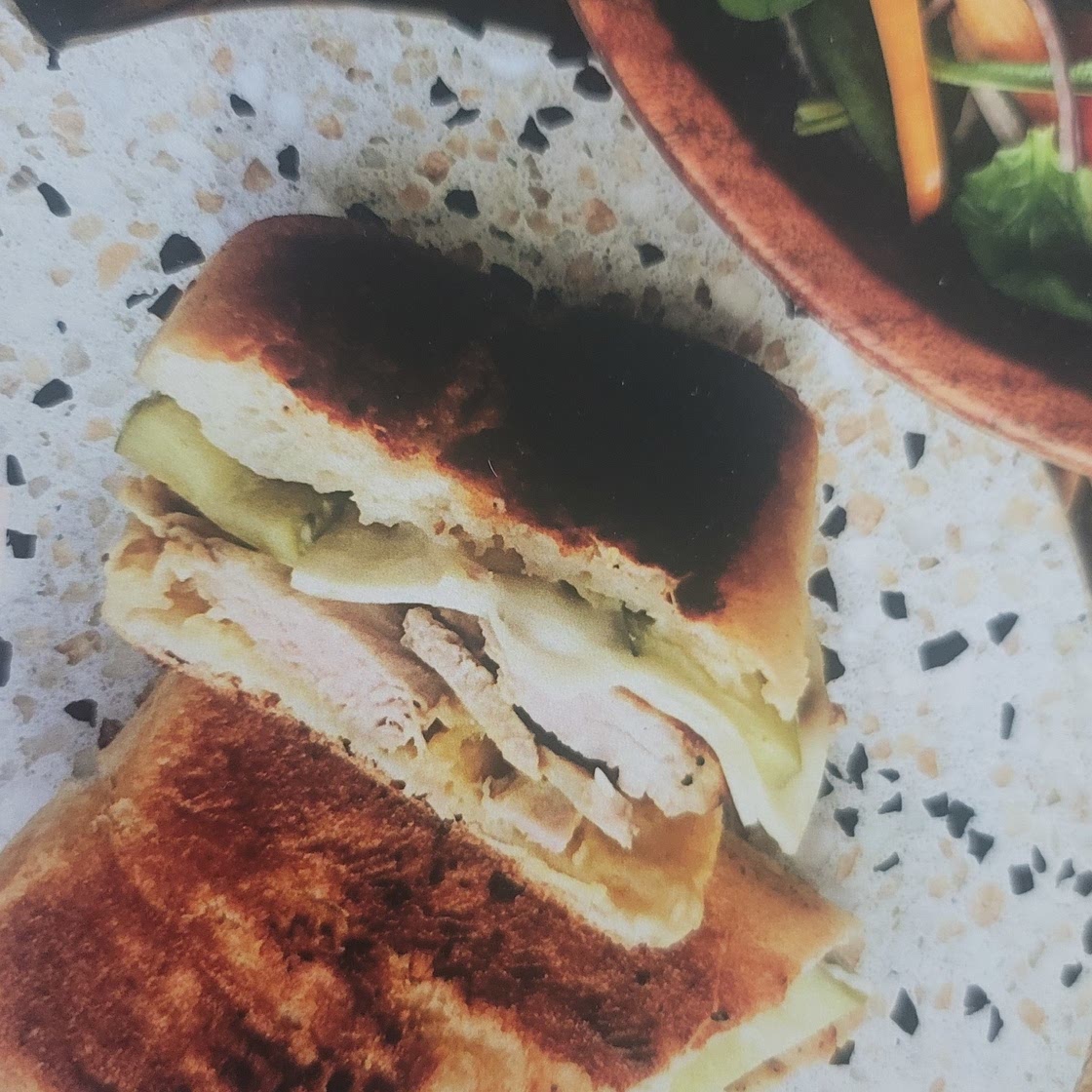 Pork Cuban sandwich with honey mustard sauce