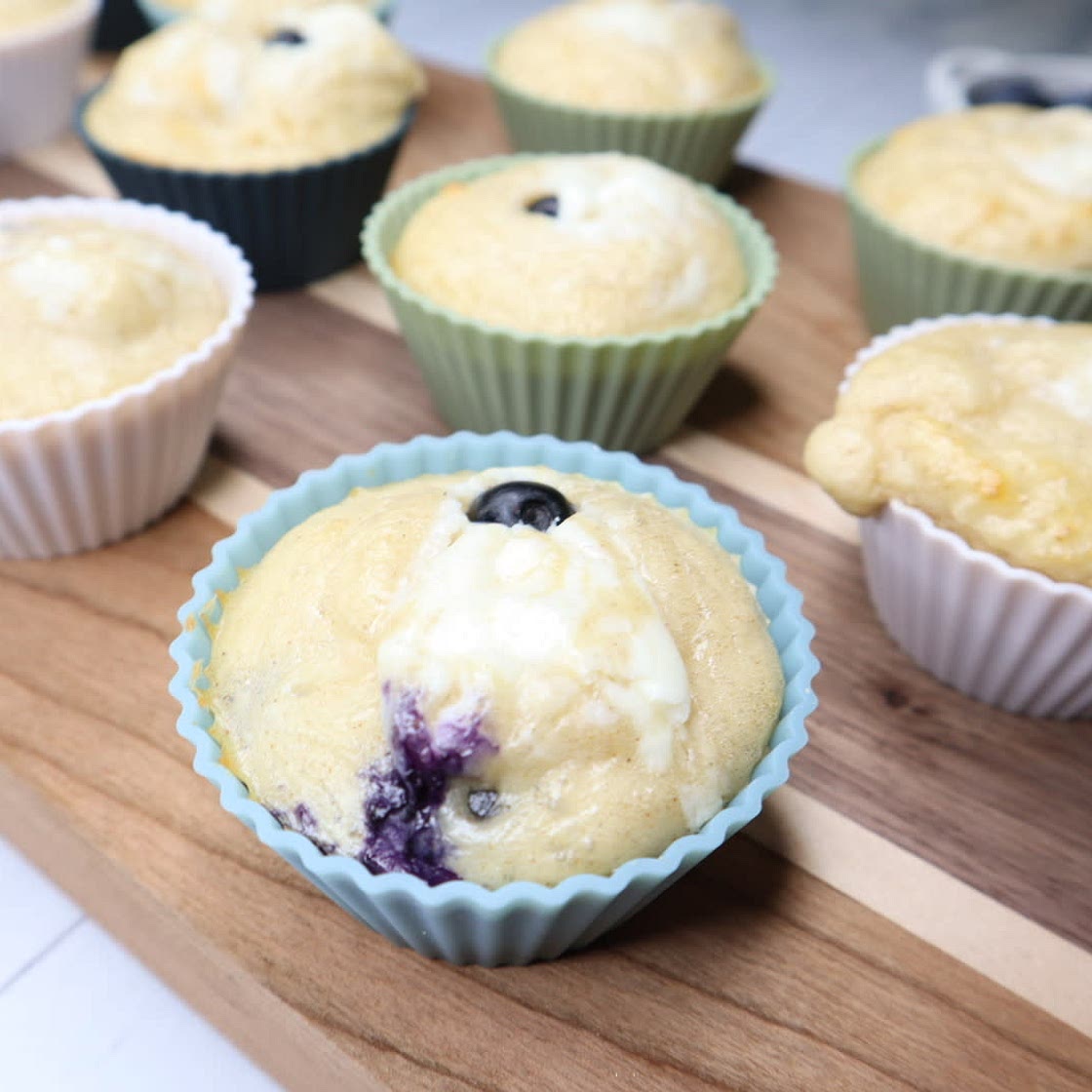 Blueberry Cream Cheese Protein Muffins